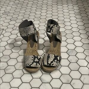 Vince Black and Cream Snakeskin Espadrilles